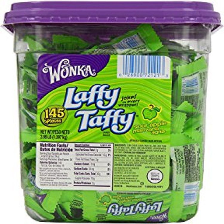 Laffy Taffy Candy Sour Apple 145 Count Tub Willy Wonka Candy